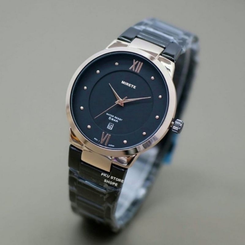MIRETE Jam Tangan Pria Original Tahan Air Tanggal aktif Strap Rantai Stainless / Jam Tangan Kasual Pria Analog Import Berkualitas Murah Mewah Elegan Sporti Dijamin Sesuai Foto Realpict