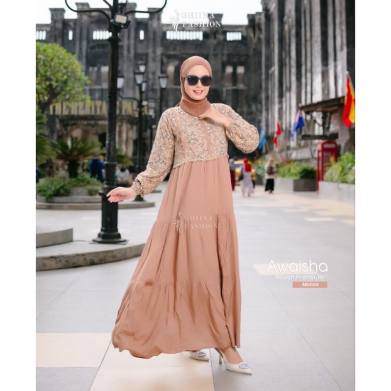 GAMIS DRESS SIMPLE MURAH TERBARU KEKINIAN MODEL POLOS KOMBINASI BY GHIINA FASHION