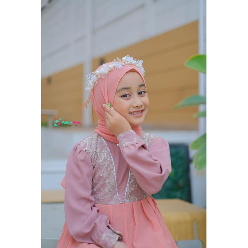 [4-8th] READY STOCK GAMIS PRINCESS ANAK DIVA THE SERIES (GAMIS+PASHMINA INSTAN) 4-8TAHUN MATT TILE DOTTY / BAJU GAMIS LEBARAN ANAK PEREMPUAN PREMIUM DIVA THE SERIES SET ORIGINAL BY FAHRY KIDS WEAR / GAMIS ANAK DIVA FAHRYKIDS + PASHMINA INSTAN