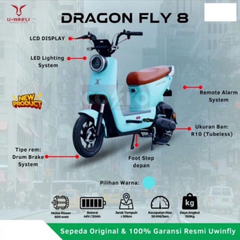Sepeda Listrik Uwinfly DF 8 Terbaru 48V 20Ah