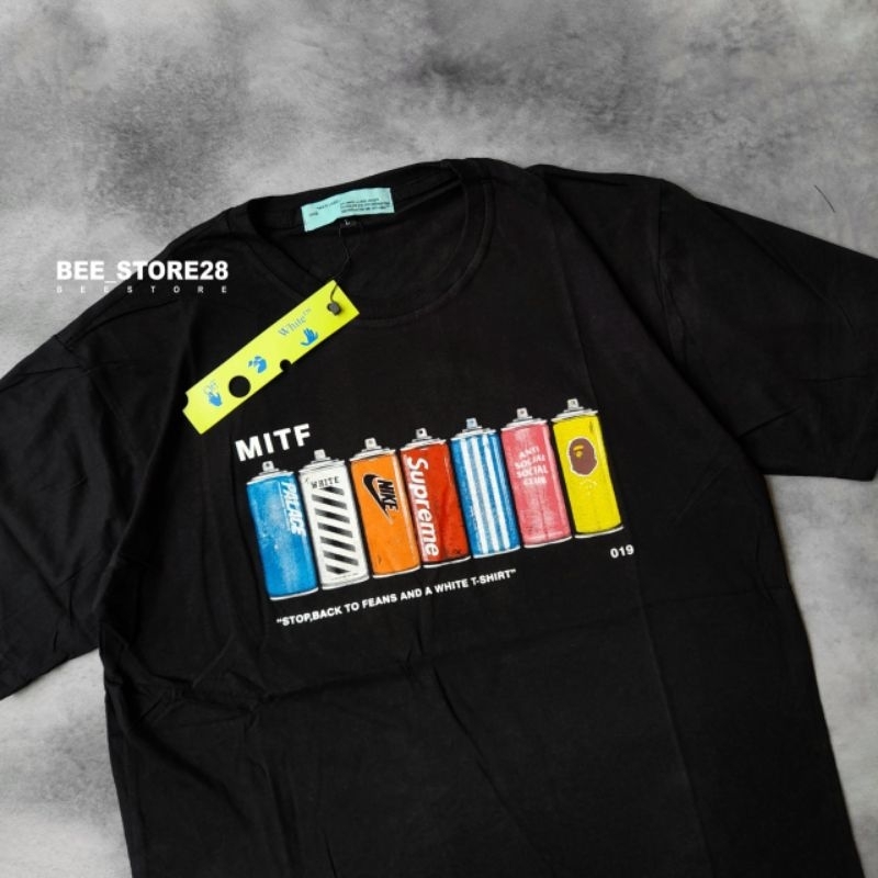 KAOS T-SHIRT OFF WHITE ARROW SPRAY BOTTLE PREMIUM