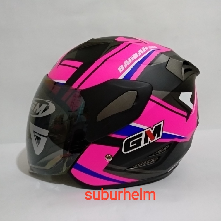 HELM  GM  FIGHTER  BARBARIAN  BLACK PINK  DOFF   HALF FACE  SINGLE VISOR   ORI
