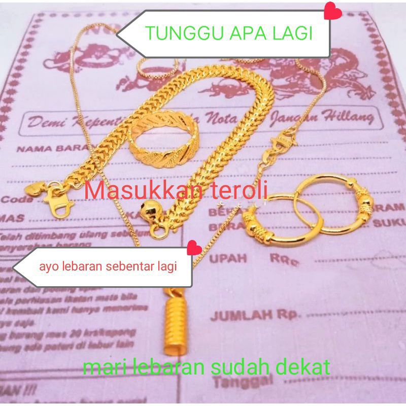 komplit satu set perhiasan titanium satu set perhiasan fashion berlapis emas 24K