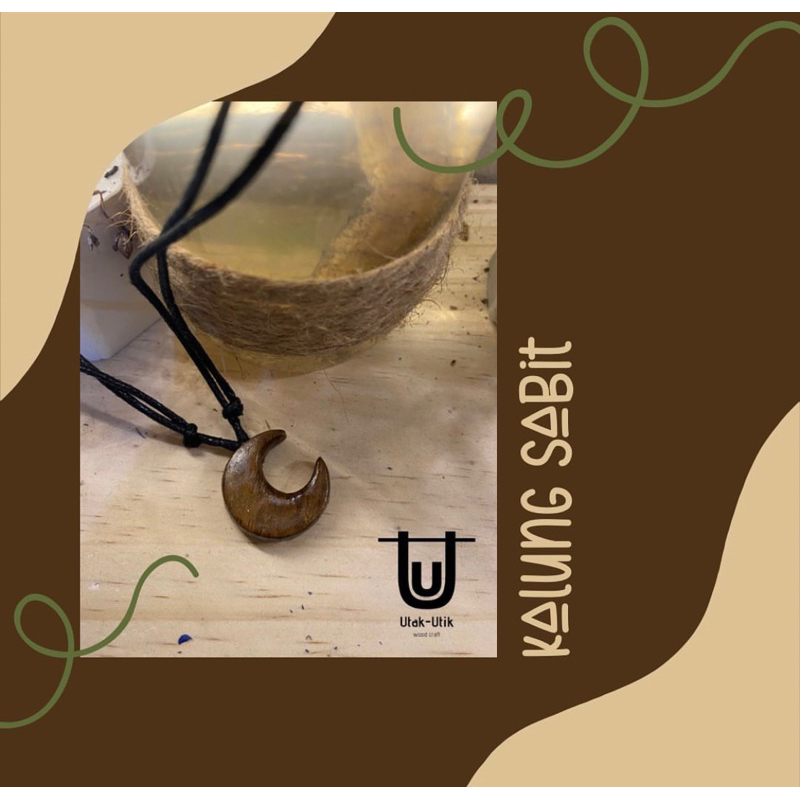 Kalung Bulan Sabit - kalung etnik kayu