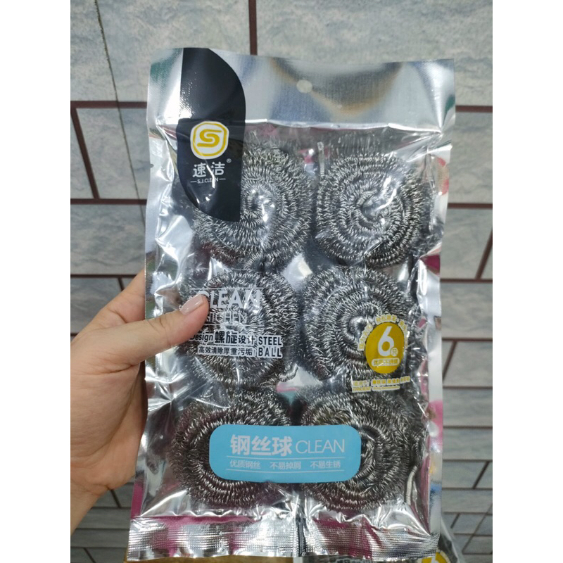 Sabut Kawat Pembersih Pencuci Piring/Bola Baja Kawat Besi/Sikat Pembersih Kawat Baja isi 6pcs