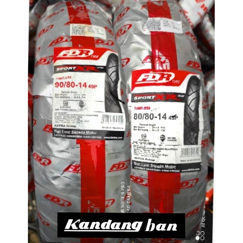 PAKET BAN TUBLES MATIC FDR SPORT XR EVO 80/80+90/80 RING 14 BAN BARU,ORIGINAL,FREE PENTIL