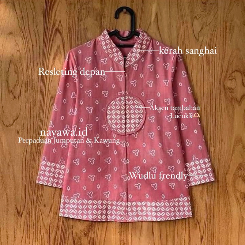 Batik Nayawa Pink Blouse Batik Modern Batik Solo Jumputan Pink Premium Blouse Batik Kombinasi Warna 