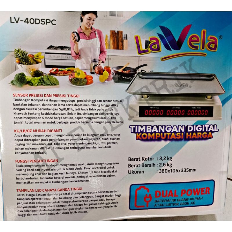 Timbangan Buah Digital LAVELA LV 40 DSPC / Digital Scale Price Computing Kapasitas 40 Kg