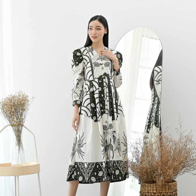 Dress Batik 258  COD/ Batik Wanita Modern/ Dress Batik Panjang