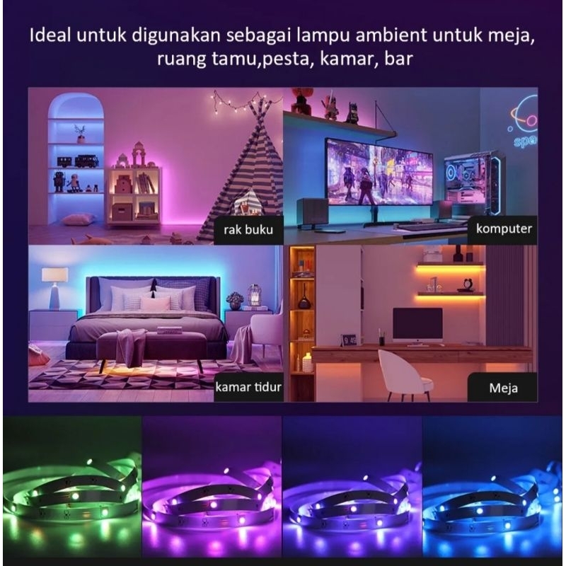 Paket Lampu Strip LED RGB 5050 Lengkap Adaptor Remote