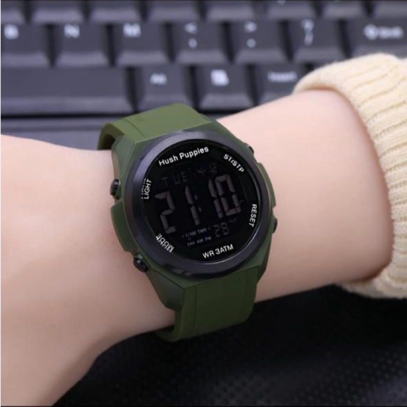 (BISA COD) JAM TANGAN WANITA/PRIA HUSHPUPPIES DIGITAL TALI RUBBER JJ-4390