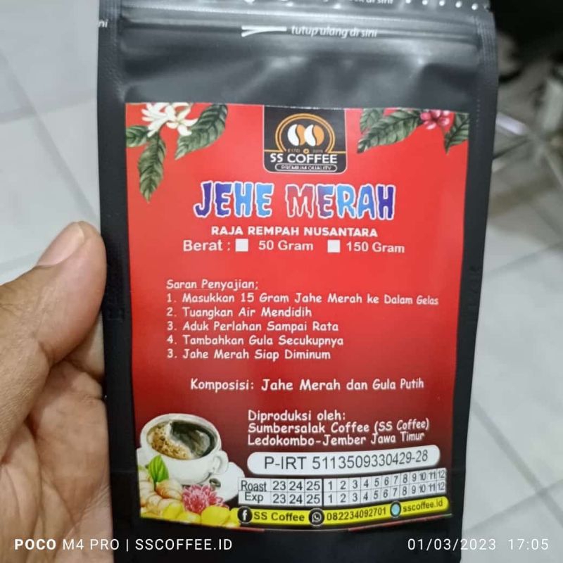 

Jahe Merah Instan | 150 Gram | SS COFFEE