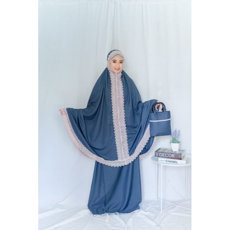 Mukena Dewasa Katun Dubai Renda Giver Mewah