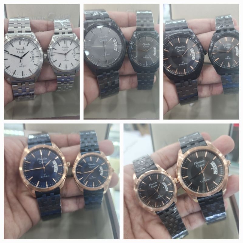 jam tangan couple alexandre christie ac8674 pasangan bisa satian classic stell 8674 original