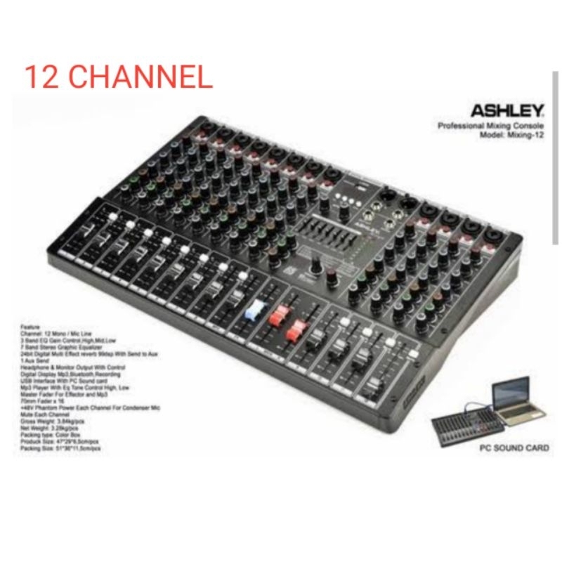 Mixer audio Ashley MIXING12, mixer 12 channel, bluetooth, USB, garansi resmi, original.