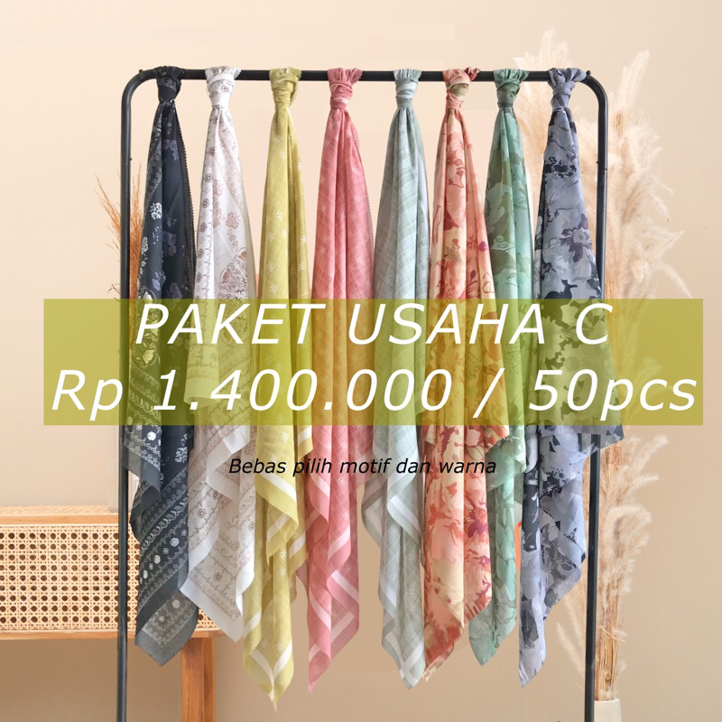 PAKET USAHA C RESELLER HIJAB MOTIF VOAL LASERCUT PREMIUM PRINTING SAMARA VOAL