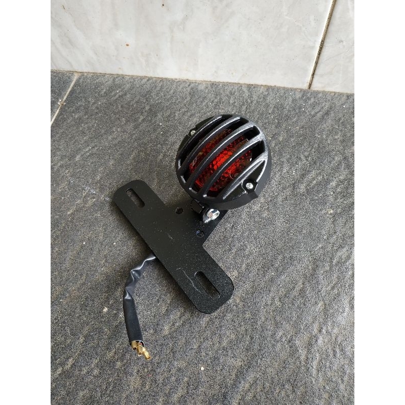 Stoplamp Lampu Belakang Motor Custom Grill Besar Hitam