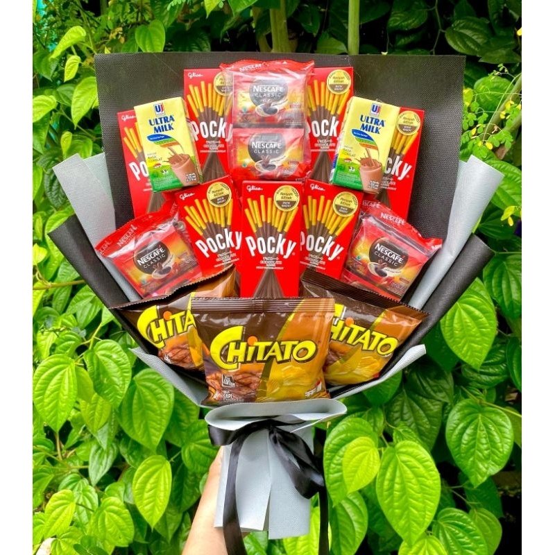 (B) Buket Nescafe pocky besar KEREN PREMIUM/paket/bingkisan Snack Ulang Tahun/Ultah/ Wisuda/Kado/Hadiah Pacar/sahabat/Sidang skripsi/seminar/santunan anak yatim