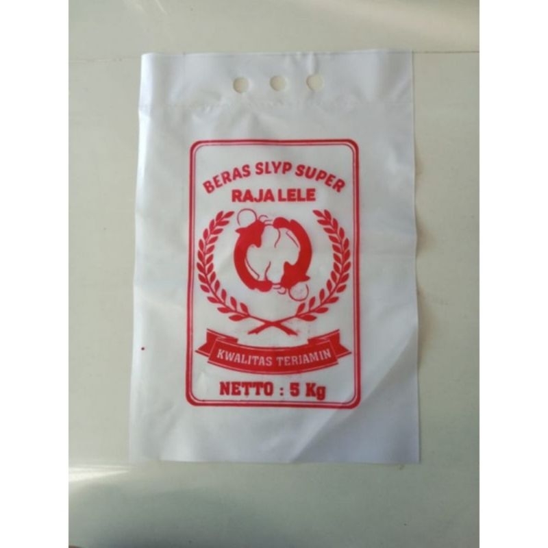 PLASTIK BERAS HANDLE / TENTENG CUSTOM DESAIN BEBAS UKURAN 2,5 Kg,  3Kg.  5Kg. Free Desain