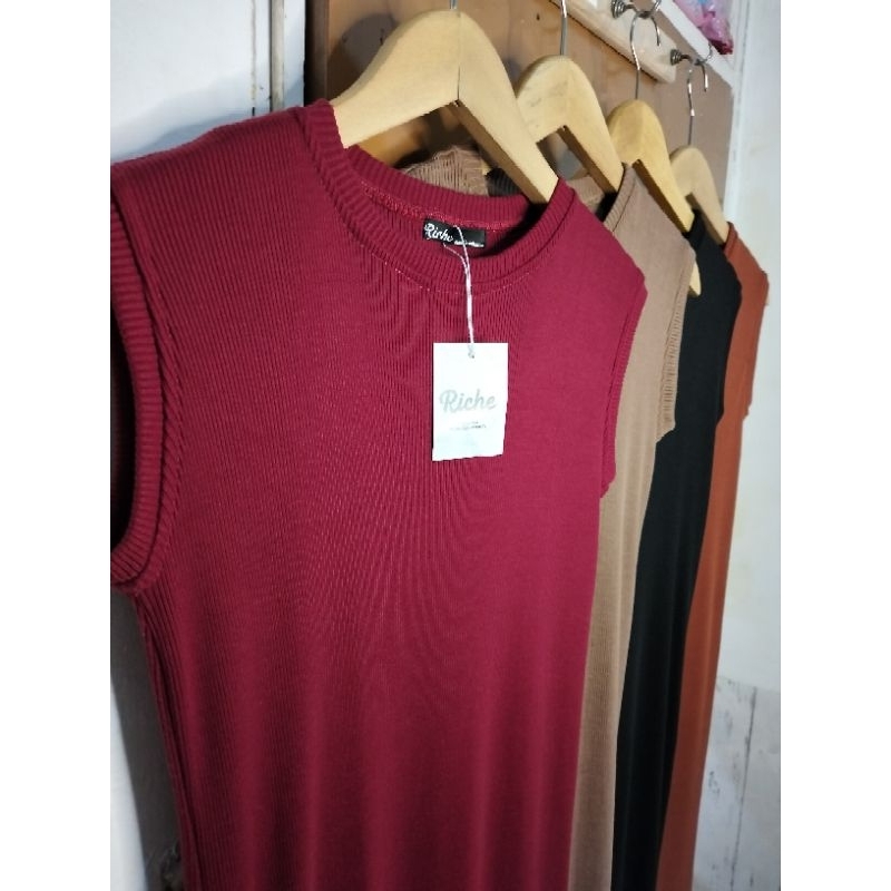 Inner Dress knit Tanpa Lengan by Riche lekmong baju hamil nyaman bahan tebal tidak nerawang adem berkualitas