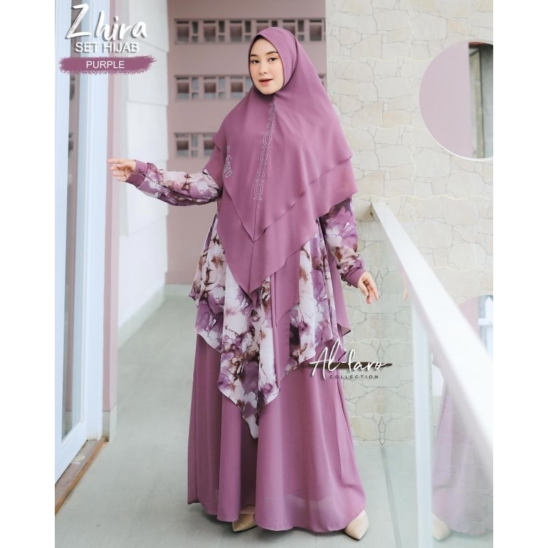 GAMIS INNARA AIRRA NAIRRA ORIGINAL HIJABKU &amp; NARA ZHIRA ORI  ALFARO CERUTY BABYDOLL SET KHIMAR baju muslim modis modern khimar antem motif printing abstrak ootd hajatan lebaran ramadhan pengajian seragaman