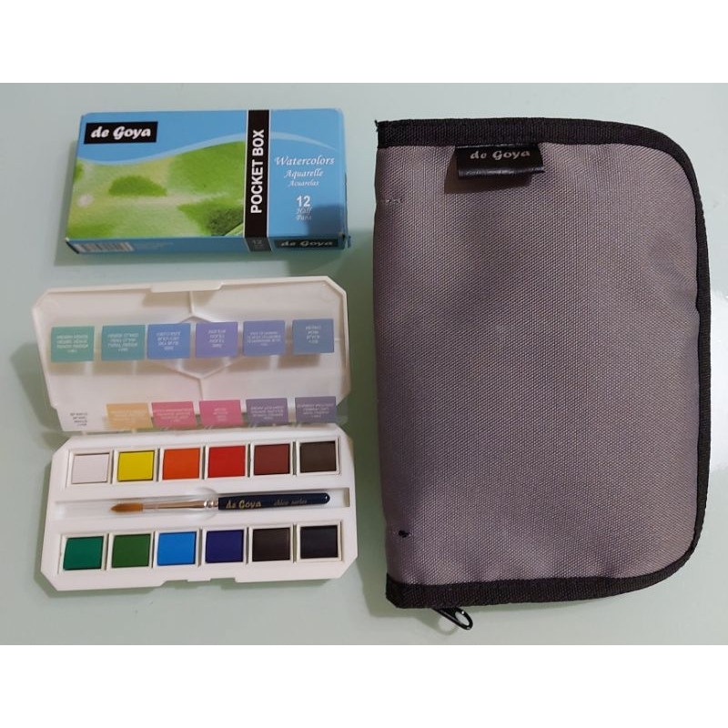 

Cat Air De Goya 12 warna Pocket Box Watercolour Free Pouch