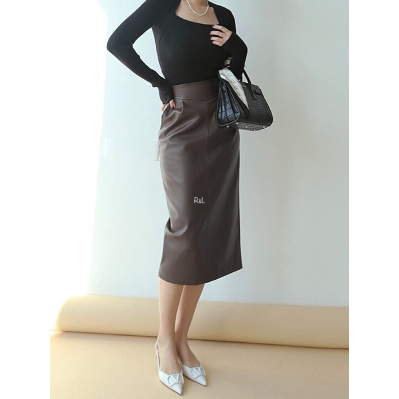 Span kulit wanita / skirt leather vintage midi