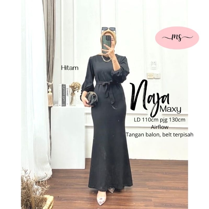MS LABEL NAJA MAXY DRESS CRINCKLE WANITA TERBARU BAJU LEBARAN WANITA REMAJA GAMIS LEBARAN TERBARU GA