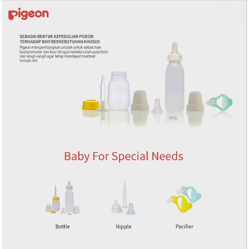 Pigeon Baby Special Needs /  Botol Pipet Bibir Sumbing Long Silicone Nipple Cleft Palate Pipet / Silicone Pigeon Replacement / Pigeon Botol Kaca Prematur /Botol Susu Untuk Bibir Sumbing