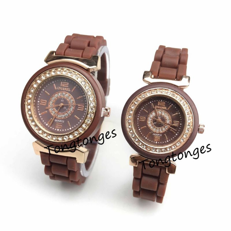 (Cod)Jam Tangan Wanita Ch3N3L Karet Fashion Strap Rubber(Dikirim Jakarta)