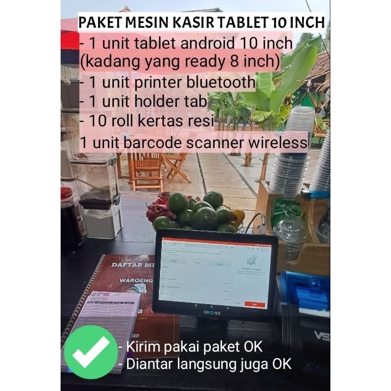 Paket MESIN KASIR isinya tablet, printer dan barcode scanner