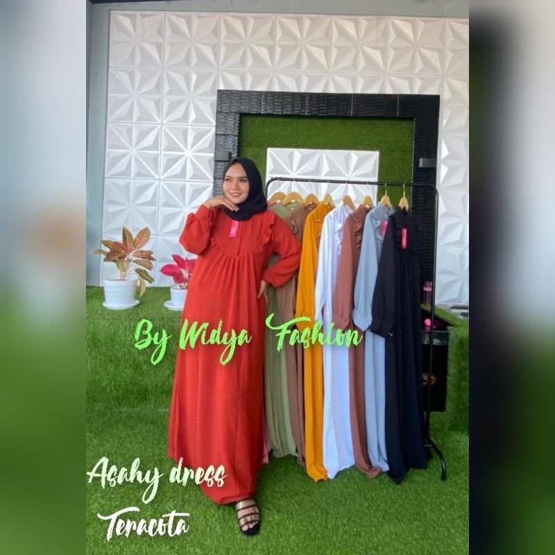 Asahy Dress / Crinkle Airflow / Gamis Wanita Pesta Kondangan Lebaran Terbaru / Long Dress / Dress Maxi / Tunik Midi Terbaru / Gamis Dress Ashay Crinkle Terbaru