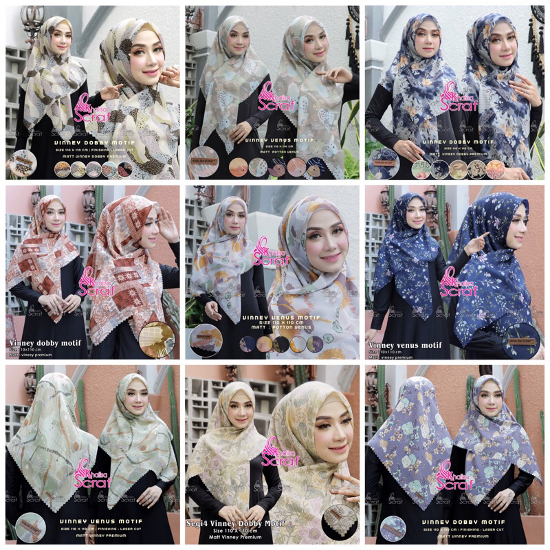 JILBAB SEGI EMPAT MOTIF TERBARU BRAND KHALISA SCRAF