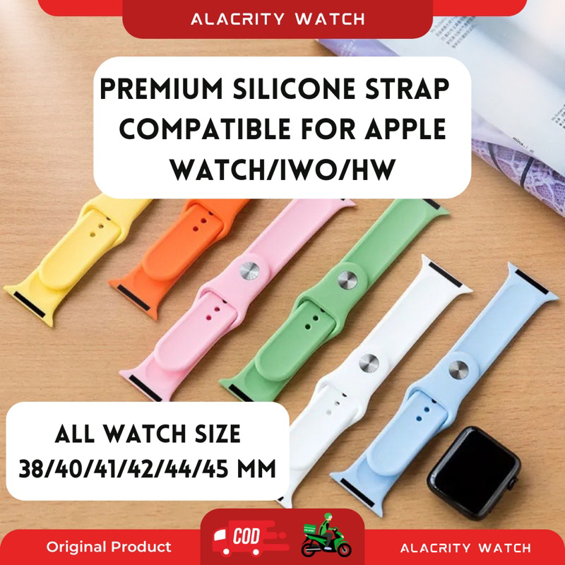 [Premium Silicone Strap] Tali Smartwatch Untuk Apple Watch | IWO | HW | 38 40 41 42 44 45 mm