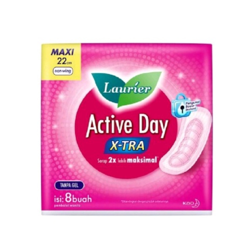 Laurier active day non gel  ( 22cm isi 8 buah Nonwing ) pembalut wanita (no.200)