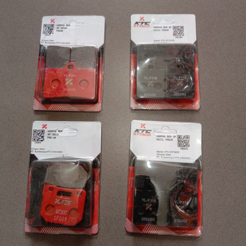kampas rem ktc 4 piston kecil 4 piston besar 2 piston besar 2 piston kecil kampas rem ktc kytaco