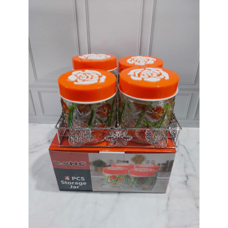 Toples Kaca HC Keranjang / isi 4 pcs / Toples kue / Toples kacang / toples lebaran / Termurah