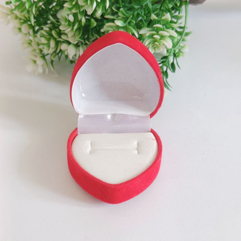 Kotak cincin Love/mawar/tranparant warna merah