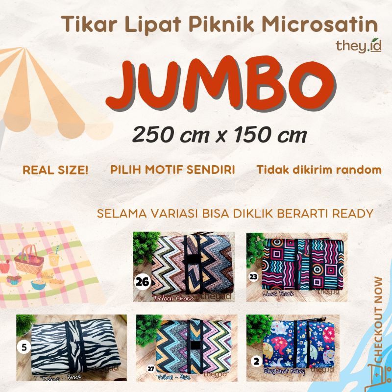 TIKAR LIPAT PIKNIK MICROSATIN BISA PILIH MOTIF JUMBO 250x150 CM