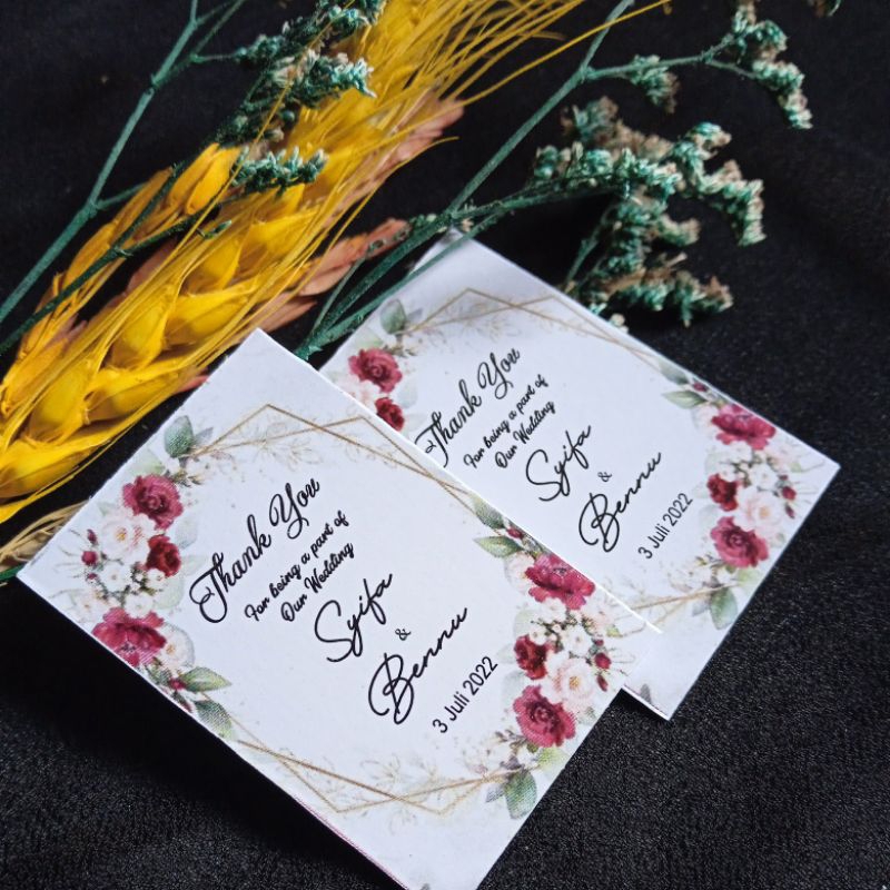 Kode 542 Kartu souvenir Kartu Ucapan Terima Kasih Tag souvenir Kartu ucapan terima kasih pernikahan 