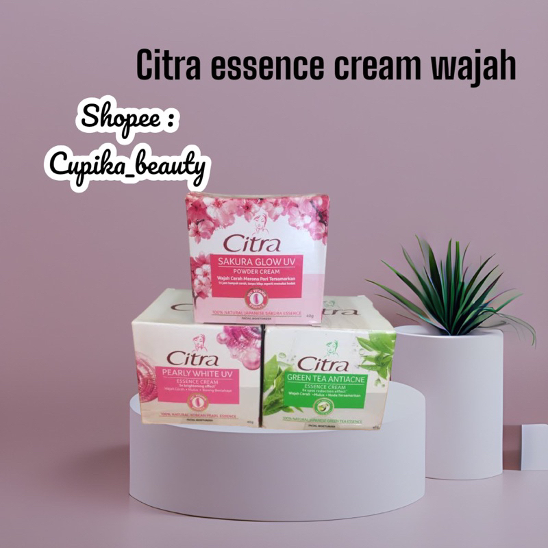 &lt;pi.x&gt; cream wajah -- citra pearly white uv essence cream -- citra green tea anti acne essence cream 40 gr - Citra Hazeline greentea