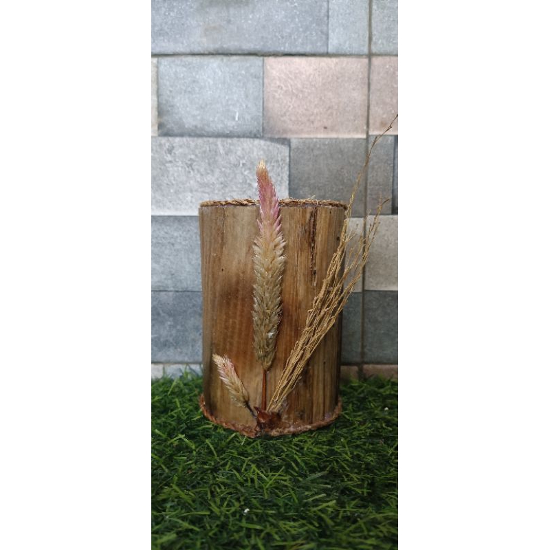 

prakarya tempat pensil bunga dan rami