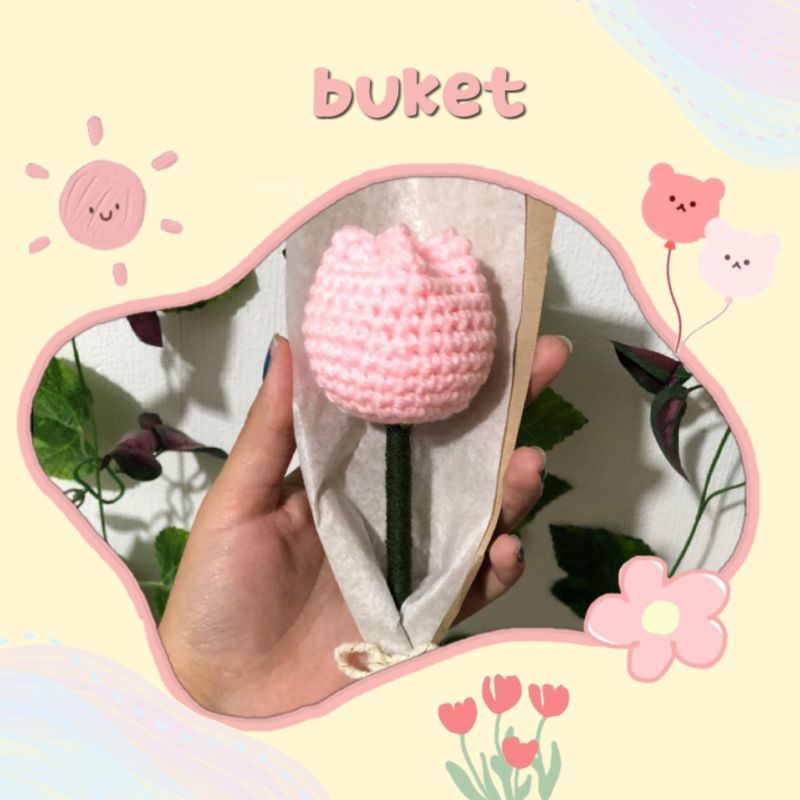 buket bunga tulip rajut, buket bunga,bunga tulip,bunga rajut,rajutan bunga,buket rajutan, bunga tuli