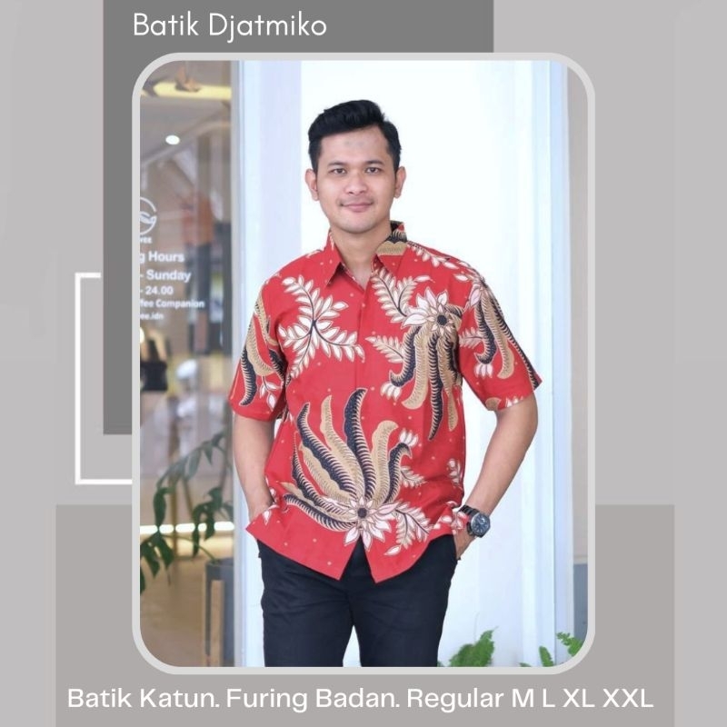 Kemeja Hem Batik Pria Jumbo Regular Furing Lengan Pendek RNB
