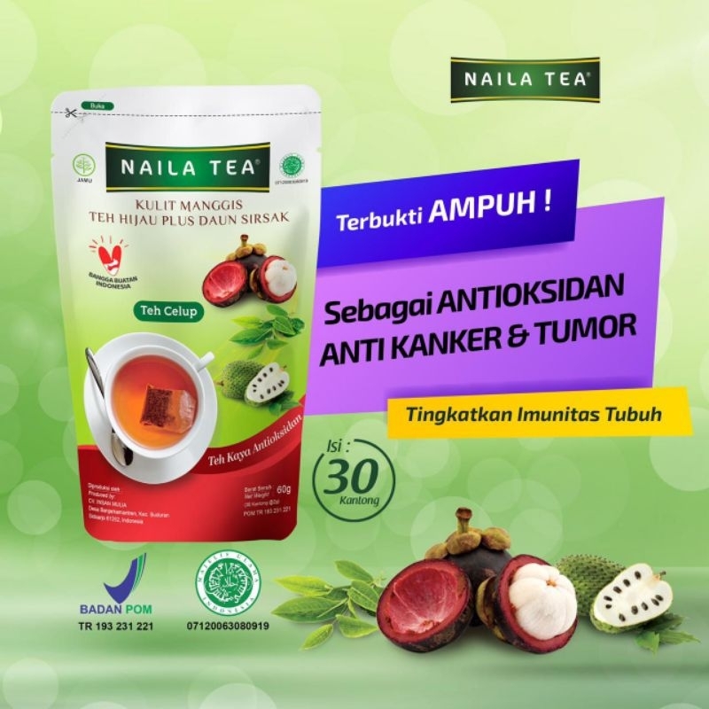 

Naila Tea menjaga imunitas & menurunkan resiko kanker | Naila Tea Kulit Manggis Teh Hijau plus Jahe