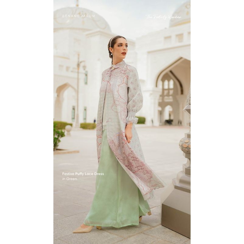 FESTIVE PUFFY LACE DRESS || BENANG JARUM