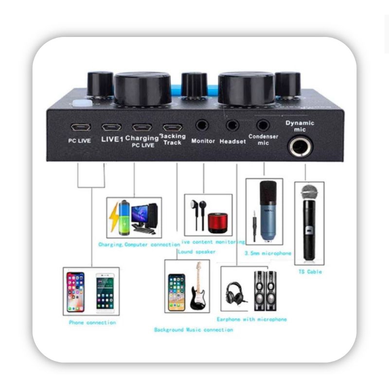 SOUND CARD V8 MIXER BLUETOOTH / SOUND CARD V8 / V8S M9 V5 BROADCAST CHAT MURAH
