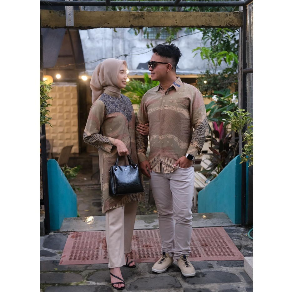 COUPLE SARIMBIT BAJU BATIK LAPIS FURING KATUN PREMIUM  motif wdr sage