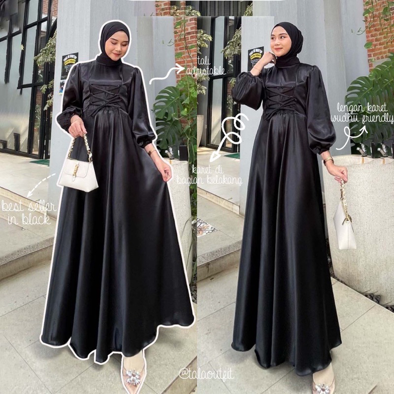 Aurora Dress | Gamis Satin | satin maxmara luxury