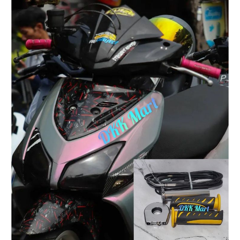 TERBARU VARIASI HONDA VARIO 110 KARBU GASPONTAN GAS SPONTAN AKTIF 2 KABEL PLUS HANDGRIP GRIP HONDA V